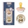 BIBS Pacifiers Colour Collection | Natural Rubber Baby Pacifier | Set of 2 BPA-Free Soothers | Made in Denmark | 6+ Months (Pack of 2) | Blush Night/Vanilla Night view 1
