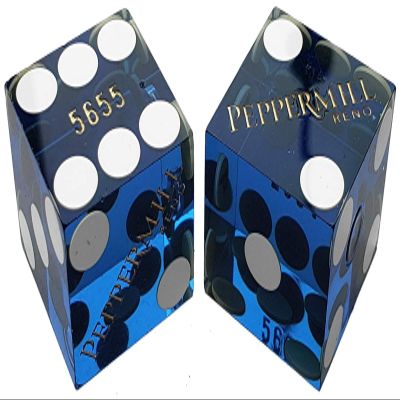 Authentic Nevada Craps Dice - Wide Selection Genuine Casino Table-Played Dice Pairs from Lake Tahoe, Reno & Other Nevada Destinations (Non-Matching, Reno Peppermill - Blue Polished)
