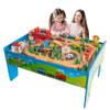 FUNPENY Train Table Toys,Wooden Train Track Railway City Sets Table for Kids Toddlers view 1