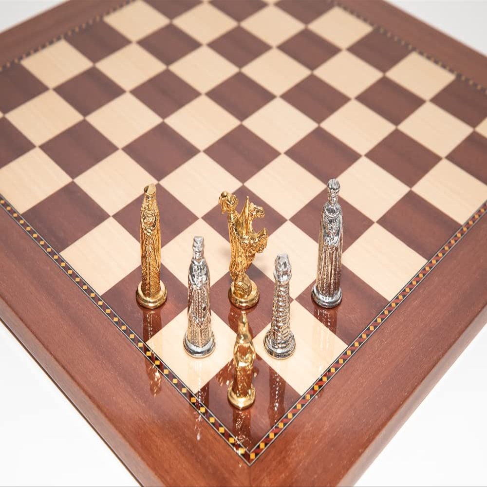 Bello Collezioni - Camelot Luxury Chessmen Drenched in 24K Gold/Silver Plate from Italy