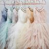 Girls Spaghetti Strap Swan Princess Dance Costume Feather Fringes A-Line Tiered Tutu Tulle Flower Girl Dress Ruffles Ballerina Ballet Birthday Party Cake Smash Wedding Prom Gown Purple 12-18 Months view 4