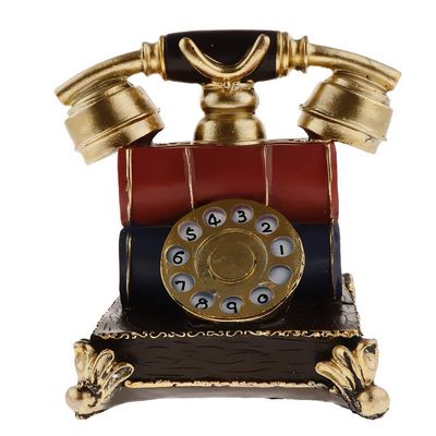 Backbayia Retro Resin Telephone Piggy Bank Money Box Coin Bank Birthday Gift for Kids (Red)
