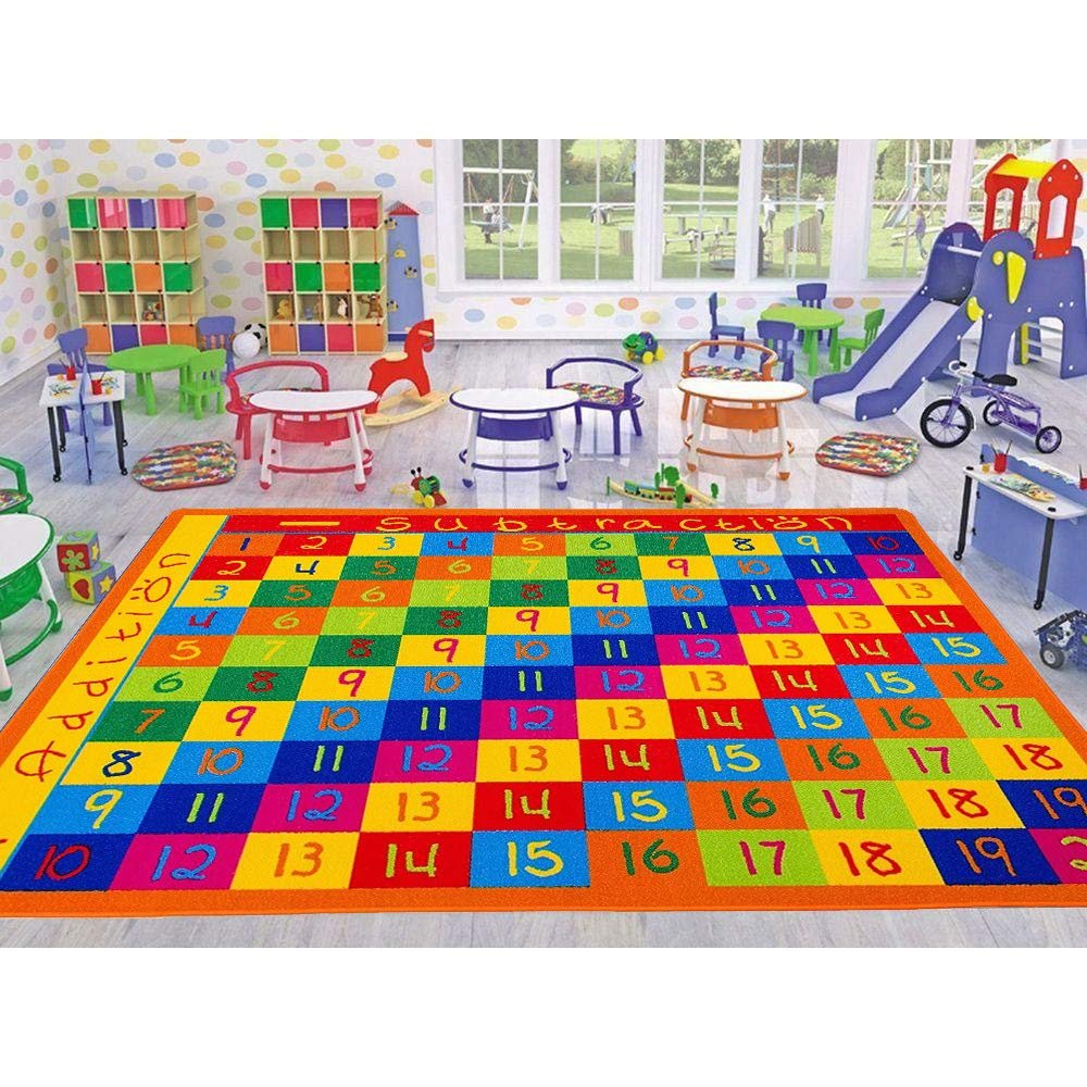 champion rugs Kids/Baby Room/Daycare/Classroom/Playroom Area Rug. Math. Numbers Chart. Educational. Fun. Non-Slip Back Learning Carpet (3 Feet X 5 Feet)