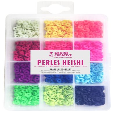 Box of Heishi Beads - 12 Fluo Colors