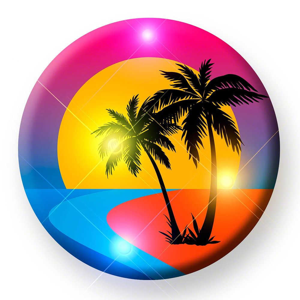 Set of 25 Palm Tree Sunset Body Light Up Lapel Pin with Color Change LED