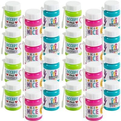 Fun Express Humankind, Unity & Diversity Mini Bubble Bottles - Teacher Rewards, Party Favors and Toys - 24 Pieces