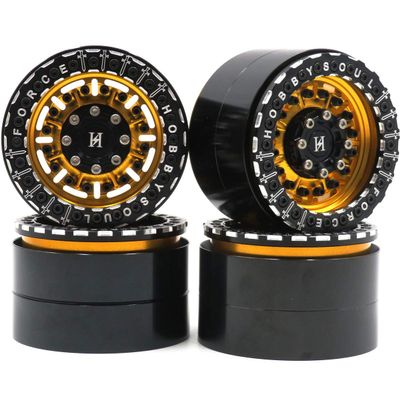 4pcs RC Aluminium 2.2 beadlock Wheels Rims Gold/Black Color Weight About 160g/pc Fit for RC Mud Truck Rock Crawler Trx4 Scx10 Capra Gen8 Upgrades