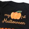 Aislor Infant Baby Girls Pumpkin Halloween Costumes Tutu Dress Rompers Headband Shoes Leg Warmer Outfits Pumpkin Black&Orange 0-3 Months view 3