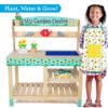 Bloom & Grow Gardening Center Wooden Toy Indoor Playset- Kids Easter Gift- 22 Pc Garden Stand Set w Flowers, Seed Packet, Pots Shovel Rake Apron Watering Pot- Interactive Fun Pretend Playtime Activity view 2