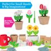 Bloom & Grow Gardening Center Wooden Toy Indoor Playset- Kids Easter Gift- 22 Pc Garden Stand Set w Flowers, Seed Packet, Pots Shovel Rake Apron Watering Pot- Interactive Fun Pretend Playtime Activity view 3