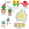 Bloom & Grow Gardening Center Wooden Toy Indoor Playset- Kids Easter Gift- 22 Pc Garden Stand Set w Flowers, Seed Packet, Pots Shovel Rake Apron Watering Pot- Interactive Fun Pretend Playtime Activity view 4