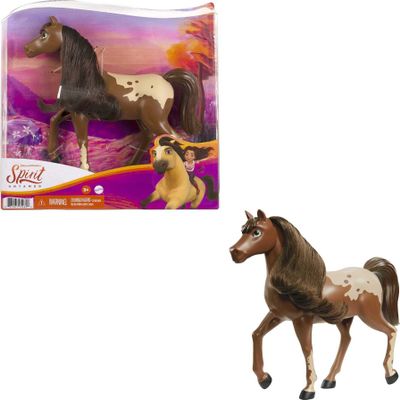 Mattel Spirit Untamed Herd Horse (Approx. 8-in), Moving Head, Chestnut Pinto with Long Black Mane & Playful Stance, Great Gift for Horse Fans Ages 3 Years Old & Up