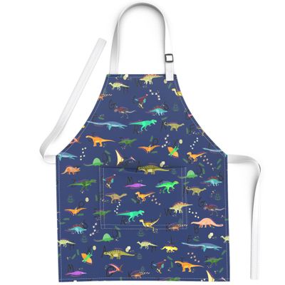 BABYBOET Kids Aprons for Girls and Boys, Toddler Apron with Pocket for Painting, Cooking, Baking, Gardening and Crafts  Apron for kids with Adjustable Neck Strap - Dinosaur Alphabet Blue