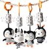 TUMAMA Black and White Baby Toys for 3 6 9 12 Months,Plush Hanging Rattles,Newborn Stroller Toys for Boys and Girls,4 Pack view 1