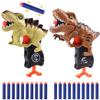 2 Pack Dinosaur Gun Toys for Toddlers Boys 3 4 5 6 7 Year Old Birthday Gifts Valentines Easter Christmas Stocking Stuffers, Small Dino Blaster Shooting Game with Soft Foam Darts Compatible with Nerf view 1