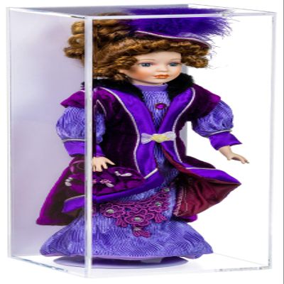 Better Display Cases Clear Acrylic Figure Display Case for Figurine Miniature Doll Bobblehead , Doll Stands (Vertical or Horizontal) Display Box for Figures,DIM:7" L x 7" W x 18" H. (D08)