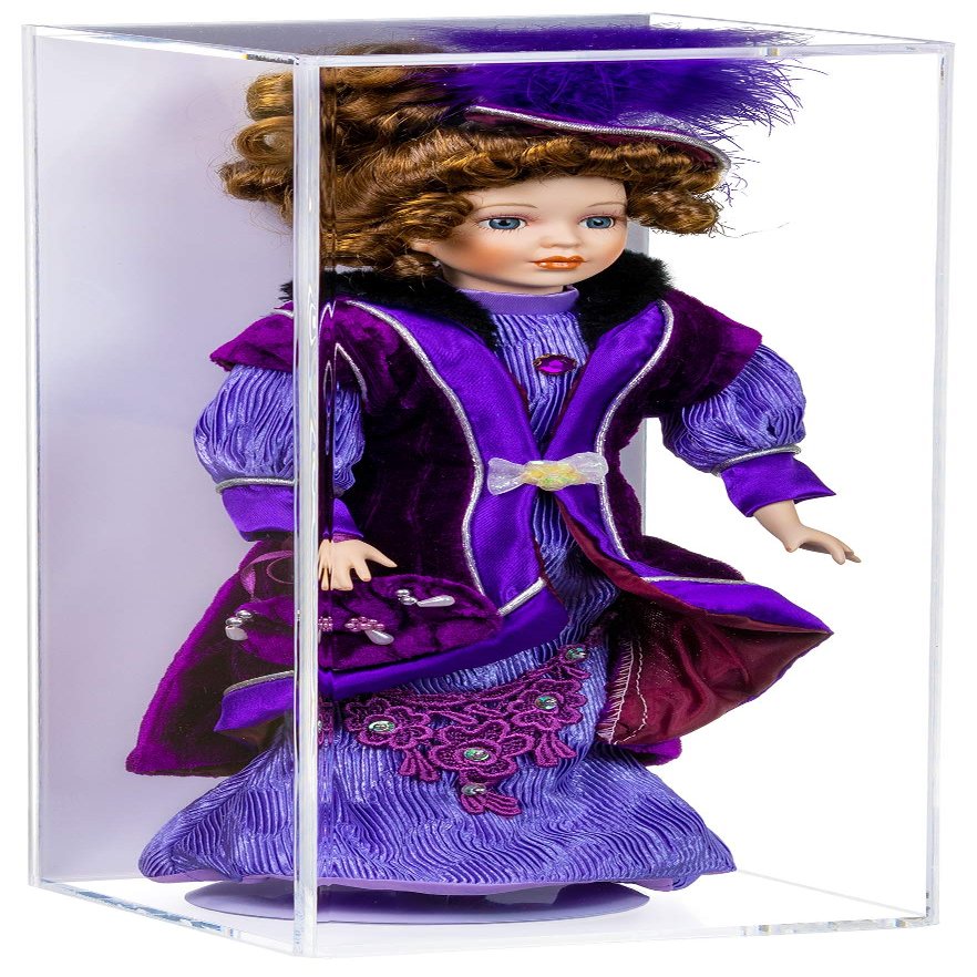 Better Display Cases Clear Acrylic Figure Display Case for Figurine Miniature Doll Bobblehead , Doll Stands (Vertical or Horizontal) Display Box for Figures,DIM:7" L x 7" W x 18" H. (D08)