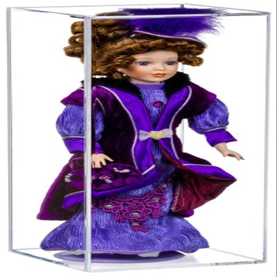 Better Display Cases Clear Acrylic Figure Display Case for Figurine Miniature Doll Bobblehead , Doll Stands Display Box for Figures,DIM:7" L x 7" W x 18" H. (D08)