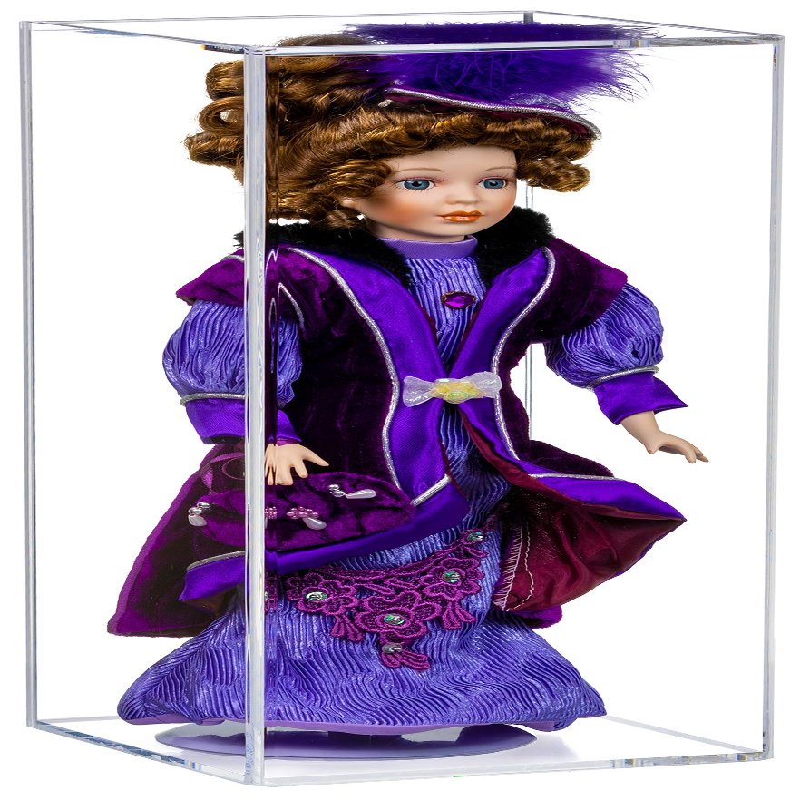 Better Display Cases Clear Acrylic Figure Display Case for Figurine Miniature Doll Bobblehead , Doll Stands Display Box for Figures,DIM:7" L x 7" W x 18" H. (D08)