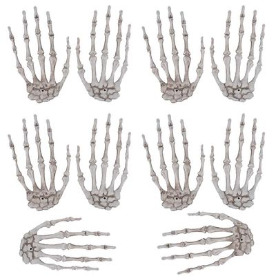 5 Pairs Halloween Skeleton Hands Realistic Plastic Fake Human Hands for Halloween Zombie Party Terror Scary Props
