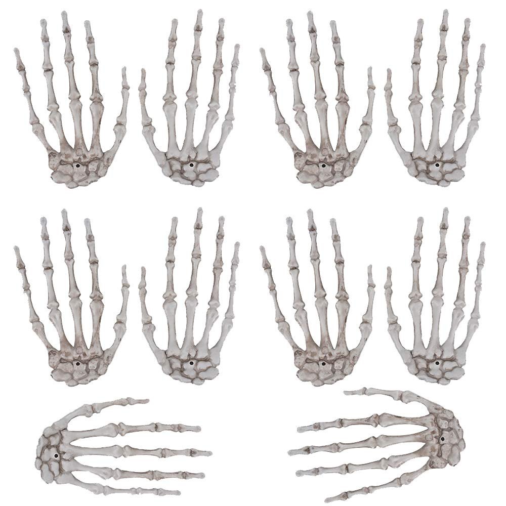 5 Pairs Halloween Skeleton Hands Realistic Plastic Fake Human Hands for Halloween Zombie Party Terror Scary Props