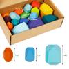 Cllayees 16 Pcs Wooden Stacking Blocks Rocks Building Toys, Colored Solid Wood Stones Pre-School Educational Games Creative Toys for Kids Toddlers view 2