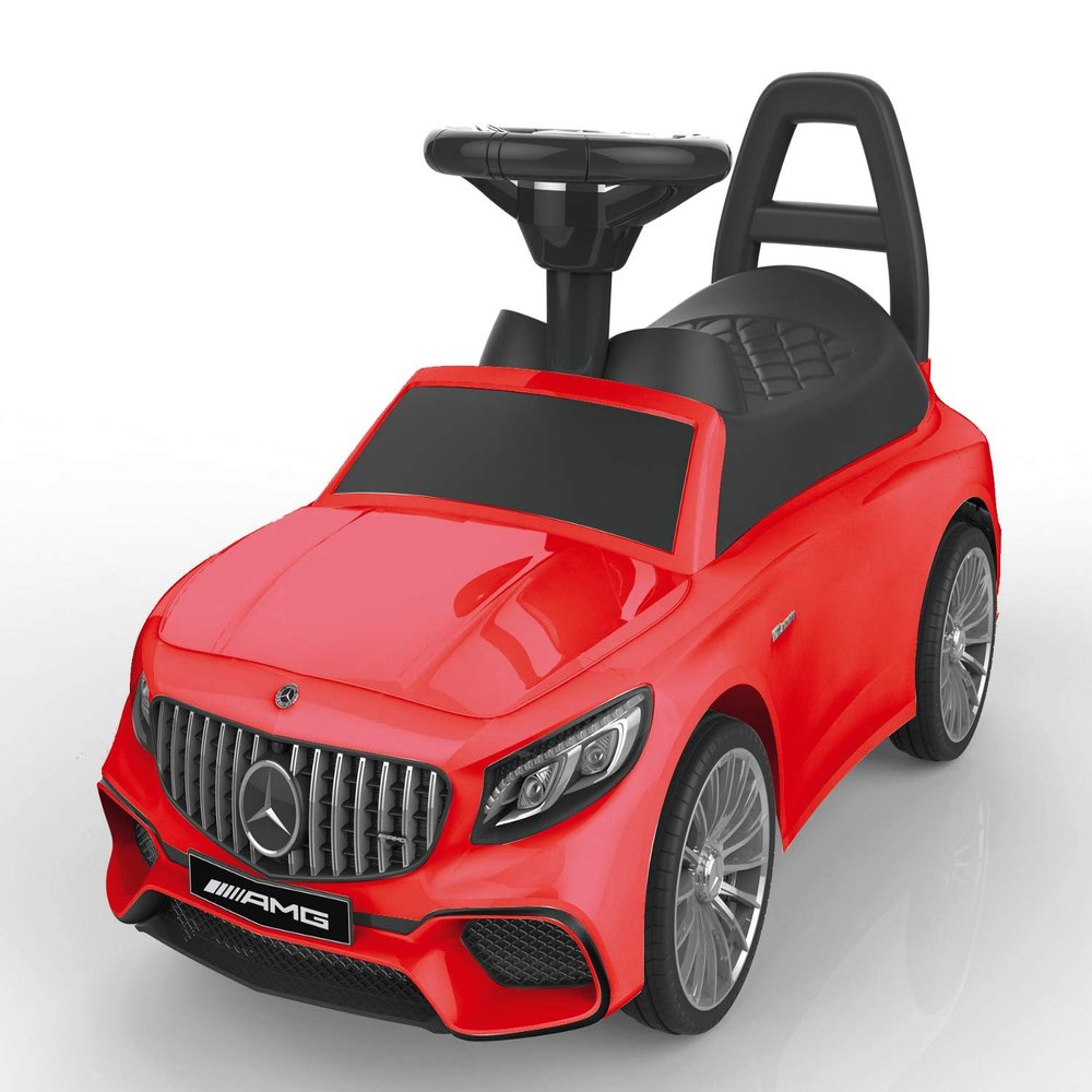 POCO DIVO Ride-on Toy, Licensed Mercedes Benz AMG Baby Racing Car, 3in1 Walker, Toddler Gliding Scooter, Pulling Cart with Sound & Light, Red