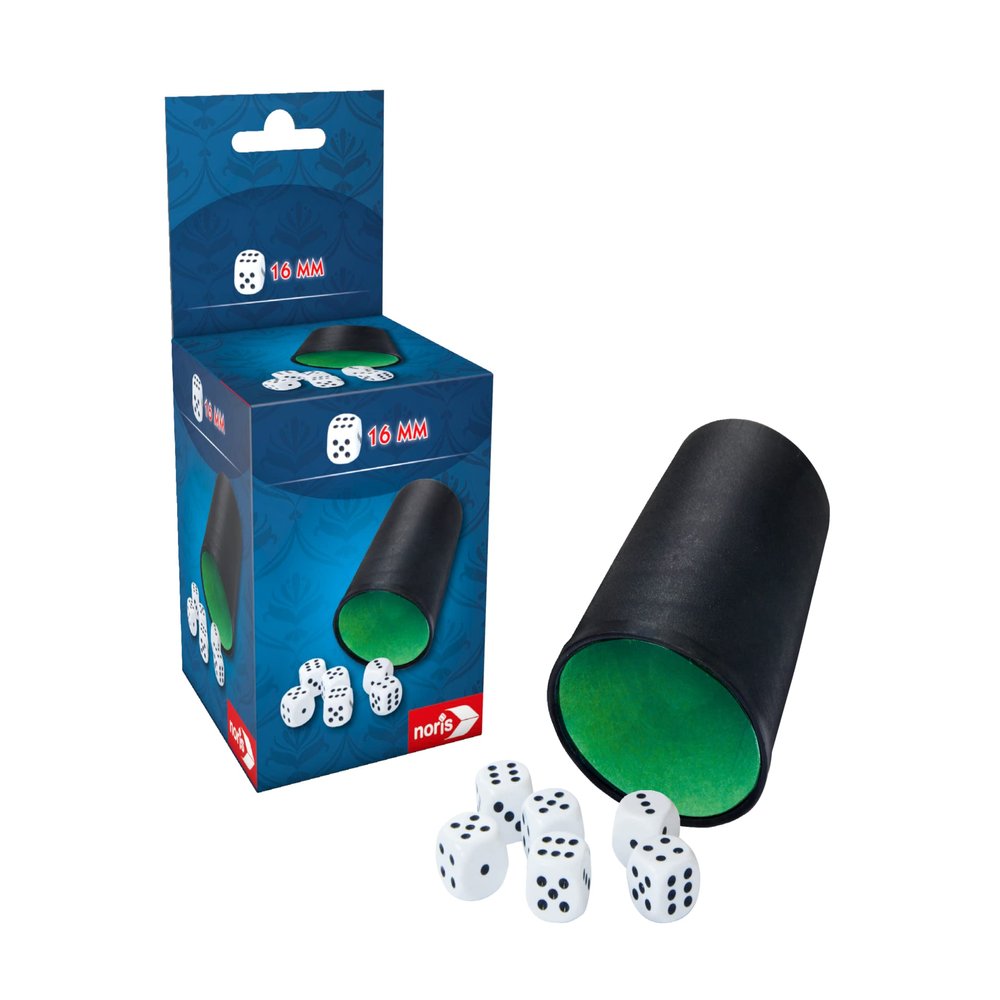 noris 606154512 Dice Cup with 6 Dice, Versatile Dice Set for Players from 3 Years