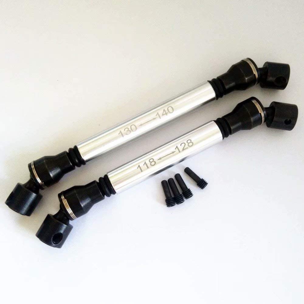2pcs Heavy Duty Steel + Aluminum Drive Shaft Silver for Axial SCX10 II AX90047