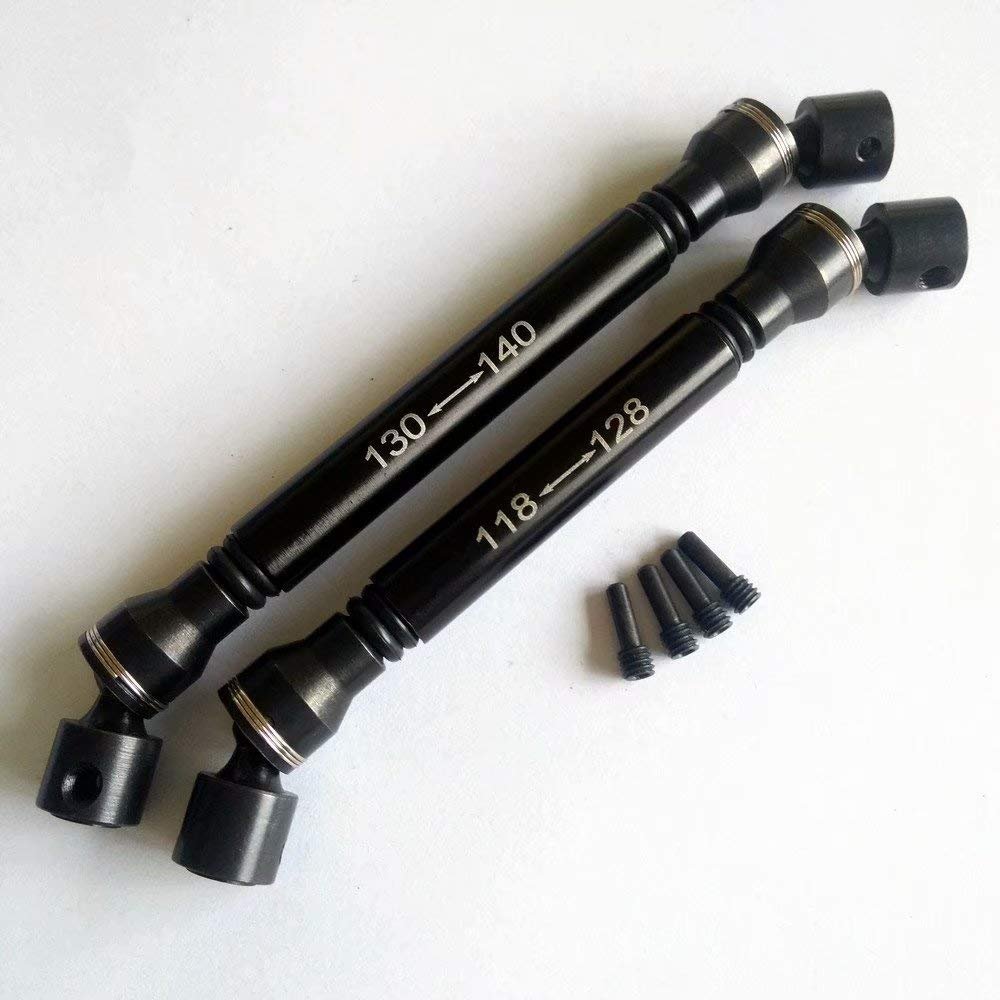 2pcs Heavy Duty Steel + Aluminum Drive Shaft Black for Axial SCX10 II AX90047