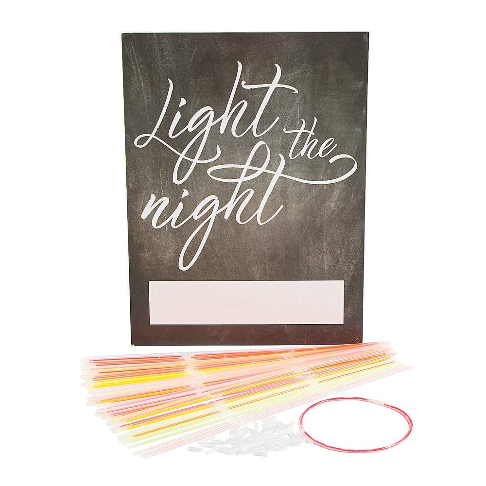 Fun Express Light The Night Send-Off Glow Necklaces with Easel Sign Glow-in-The-Dark Party Favors for Weddings Receptions & Special Events Includes Glow Necklaces & Easel Sign 51 Pieces