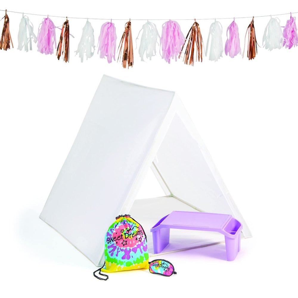 Fun Express Ultimate Sleep Over Tent Kit for 1, Party Supplies, 1 Set of 5 Pieces
