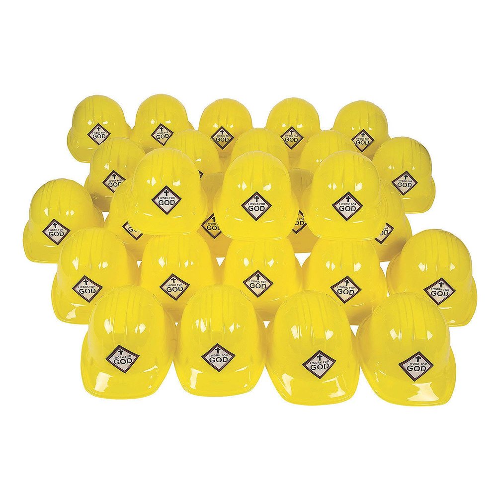 Fun Express Bulk I Work for God Construction Hats - Apparel Accessories - 48 Pieces