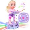 Doll Set with Remote Control Toy Electric Scooter for Kids with LED Lights Music and 360 Rotation view 1
