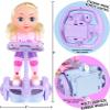 Doll Set with Remote Control Toy Electric Scooter for Kids with LED Lights Music and 360 Rotation view 4