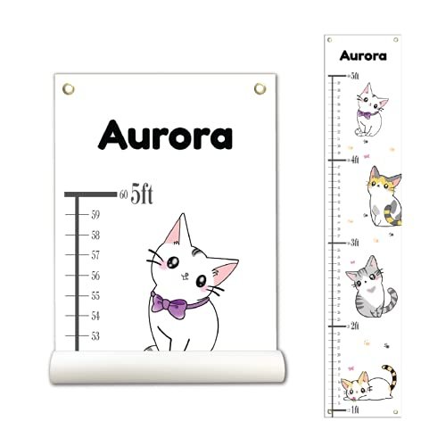 Personalized Kids Canvas Growth Chart, Height Chart, Growth Chart Banner, Cat