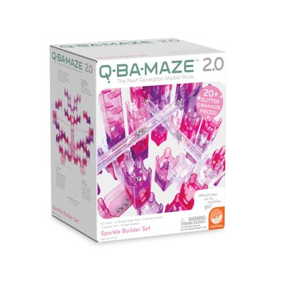 MindWare Q-BA-Maze: Sparkle Builder Set  Glitter & Pink Free-Form Marble-Run Mazes for Boys & Girls  Exciting Building Toys That Kids, Teens & Adults can Enjoy Together