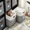 DECOMOMO Storage Cubes, 11x11 Cube Storage Bins, Baskets for Shelves (Grey & White, Cube 11" - 4 Pack) view 2