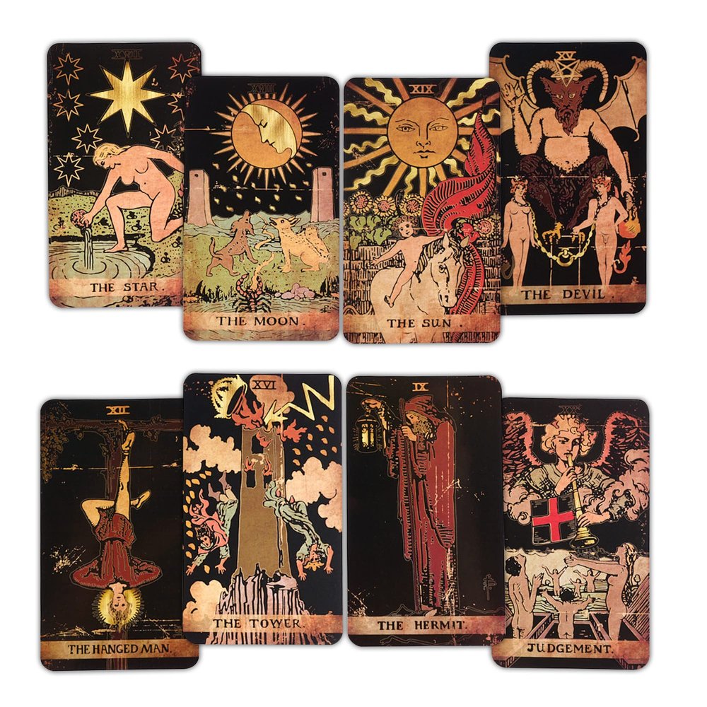 CRAFTERIAN Tarot Cards, 78-Card Deck, Original Tarot for Beginners & Experts with Guide Book, Gift Bag & Box, Fortune Telling Game, Adults, Black