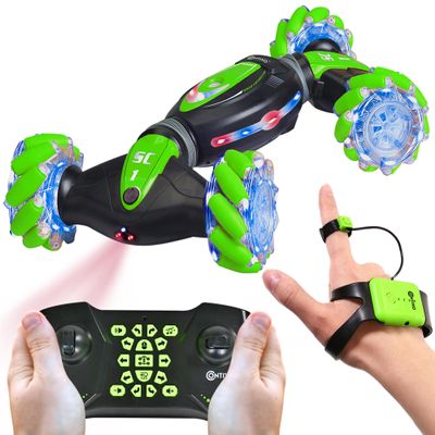Contixo SC1 Remote Control Car, Blue 2.4GHz 4WD Hand Motion 1:12 Scale RC Stunt Cars Gesture Sensor, 360 Spins, Side Drifts, Double-Sided Driving, and LED Lights Off-Road Vehicle for Kids & Adult
