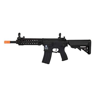 Lancer Tactical Gen II Hybrid M4 Carbine AEG with Free Float Rail (Black) - Metal Rail System, 19K High Torque, Straight Enhanced Trigger, ETU MOSFET
