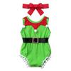 Aislor Infant Baby Girls Christmas Costumes Clown Collar Belt Rompers Bowknot Headband Set Halloween Outfit Green 3 view 1