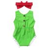 Aislor Infant Baby Girls Christmas Costumes Clown Collar Belt Rompers Bowknot Headband Set Halloween Outfit Green 3 view 2