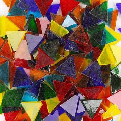 200g Mixed Color Crystal Mosaic Tiles, Triangle 0.6x0.6 inch Mosaic Tiles Glass for Art Crafts DIY Children Puzzle Handmade Materials Home Decor - Transparent Mixed Color