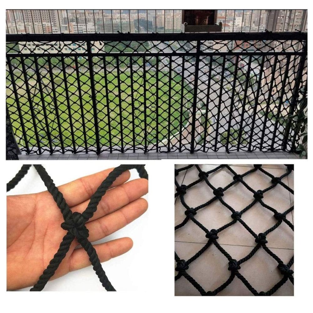 Railings Safety Net Black Decor Net, Climbing Cargo Net Rope 8mm Balcony Protective Net Child Stair Safety Net Waterproof Hand-woven Nylon Fence Net Fall Protection Mesh 6cm ( Size : 3*10m(10*33ft) )
