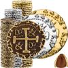 Large Pirate Coins - 102 Bronze, Silver & Gold Treasure Coin Set - Metal Replica Spanish Doubloons for Pirate Party Decorations & Favors, Tokens, Cosplay - Pirate Treasure Chest - M, L, XL Sizes view 1