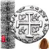 Large Metal Pirate Coins - 35 Silver Treasure Coin Set, Metal Replica Spanish Doubloons for Pirate Party Decorations & Favors, Tokens, Toys, Cosplay - Pirate Treasure Chest - Size 1.06" view 1