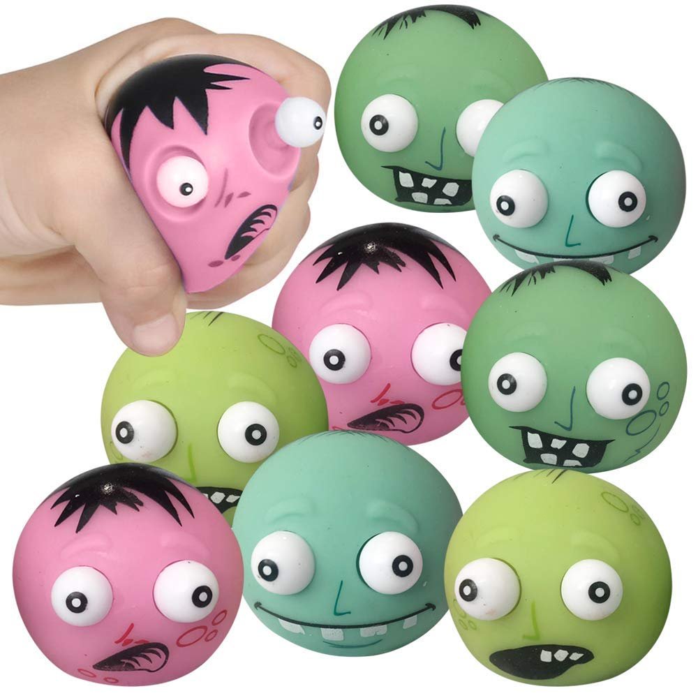 ArtCreativity 12-Pack Zombie Pop Out Eye Squeezy Toys - Funny Stress Relief Fidgets for Kids - Ideal Non-Candy Party Favors, Sensory Toys, and Classroom Rewards