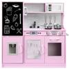 Best Choice Products Pretend Play Kitchen Wooden Toy Set for Kids w/Realistic Design, Telephone, Utensils, Oven, Microwave, Sink - Pink view 1