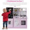 Best Choice Products Pretend Play Kitchen Wooden Toy Set for Kids w/Realistic Design, Telephone, Utensils, Oven, Microwave, Sink - Pink view 2